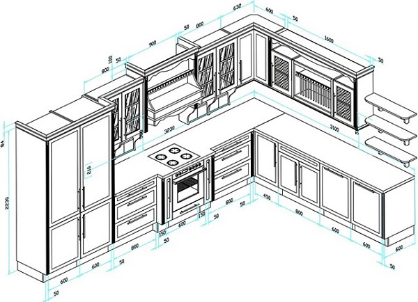 Kích thước tủ bếp chữ L đúng chuẩn | Noithatecoplast.com 2