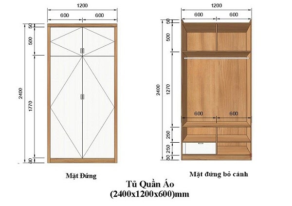  Kích thước tủ quần áo tiêu chuẩn là bao nhiêu | Noithatecoplast.com 1
