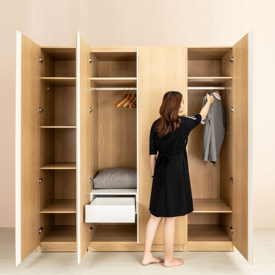 Kích thước tủ quần áo 4 cánh hiện đại, tiện lợi
