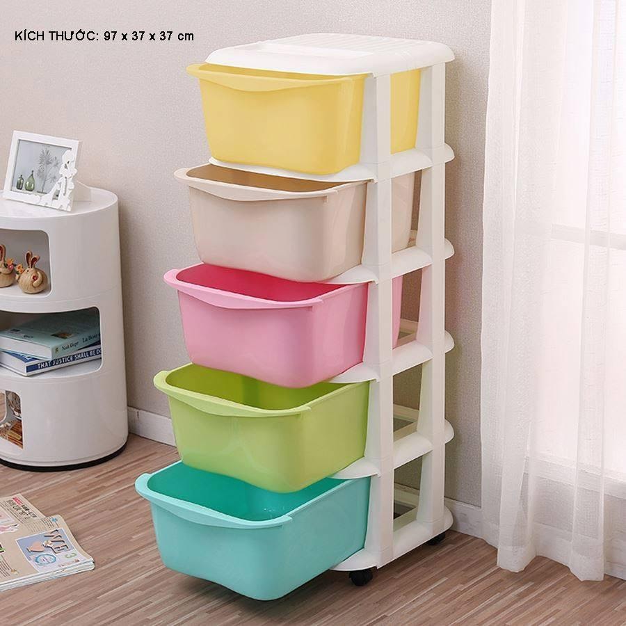Tủ nhựa 5 tầng có bánh xe ngăn kéo tiện lợi 2
